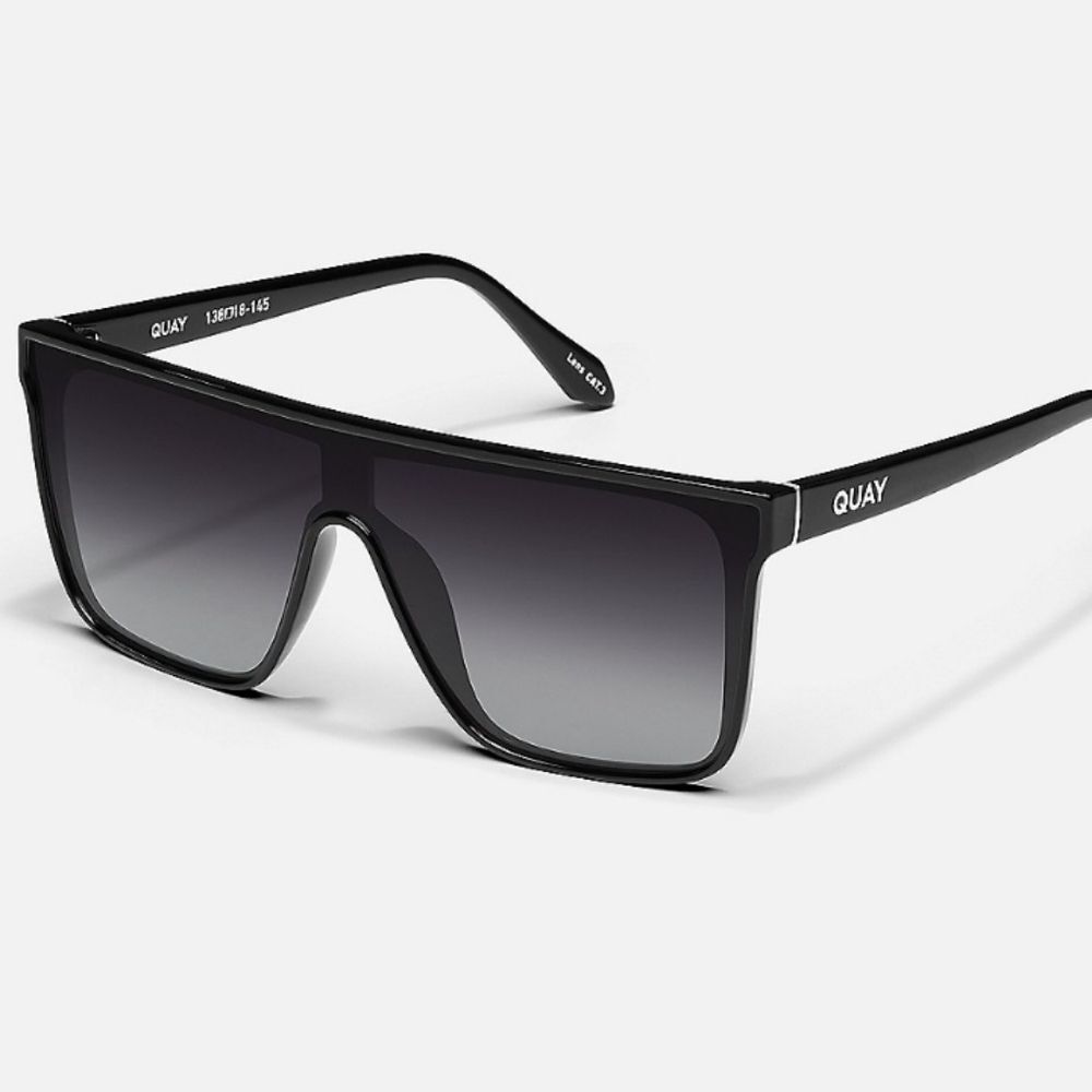 Quay Australia Nightfall Shield Polarized Sunglasses- Black Frame/Smoke Lens